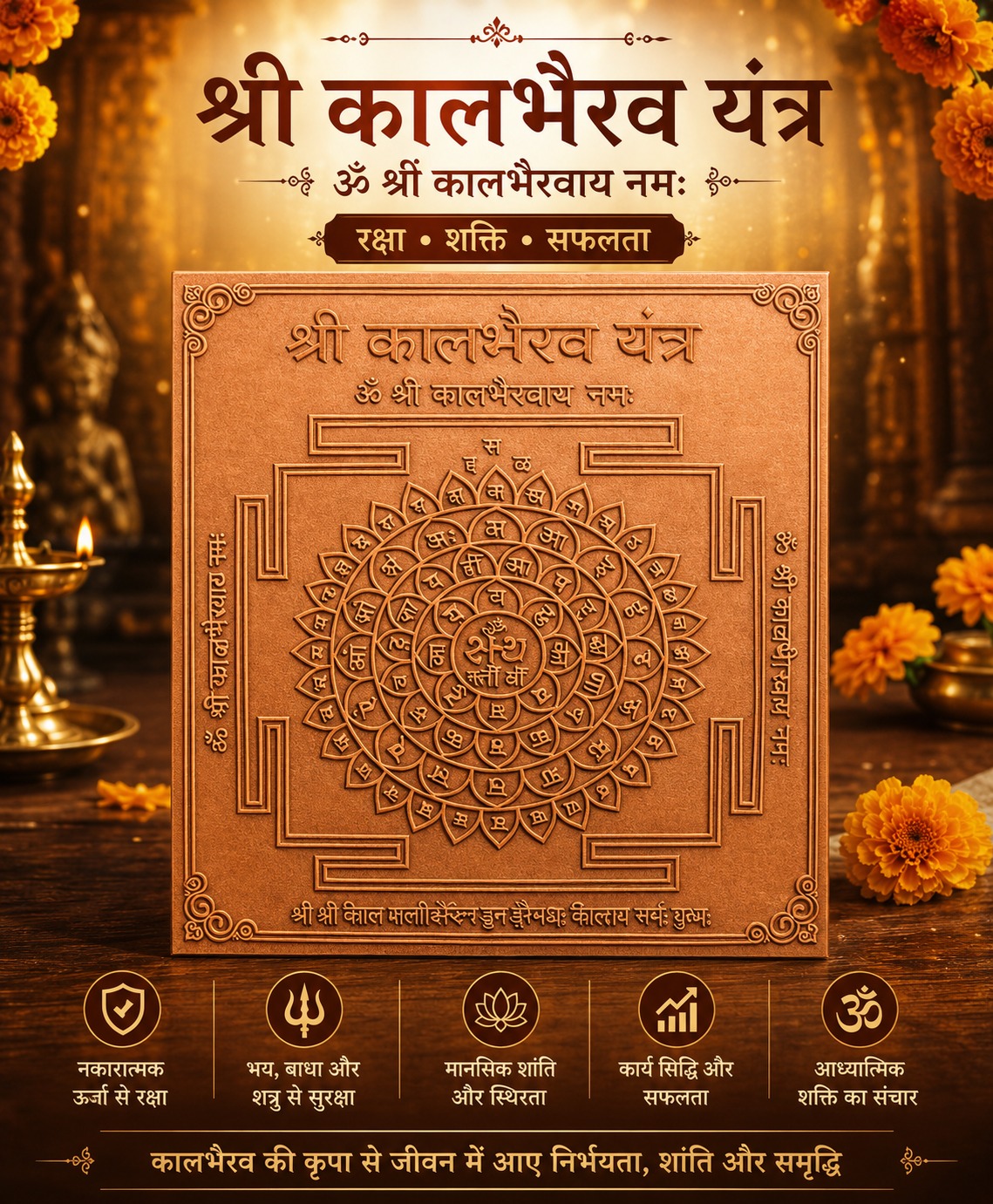 काल भैरव यंत्र — शुद्ध तांबे में व्यक्तिगत रूप से तैयार